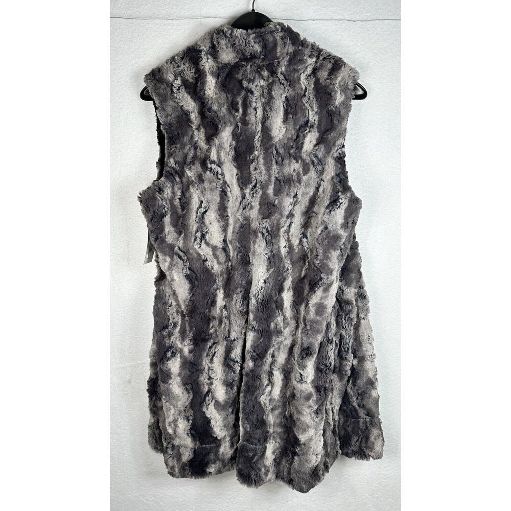 Pandemonium Mandarine Faux Fur Reversible Gray & Black Vest Womens Small USA‎ - Picture 3 of 8